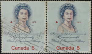 Canada Stamp Queen Elizabeth II-8¢, silver and multicolored. Fluorescent.