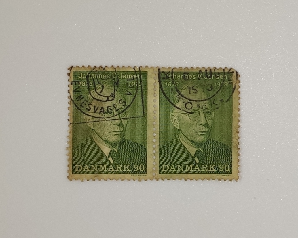 DANMARK STAMP shows Johannes Vilhelm Jensen, circa 1973