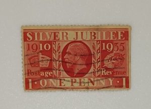 Postage stamp printed in United Kingdom devoted to Silver Jubilee, King George V, serie, circa 1935.