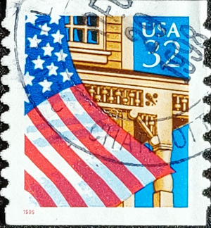 USA Flag over Porch